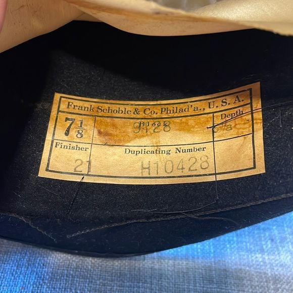 Vintage 1920s Frank Schoble CoBlack Wool Felt Bowler Derby Hat Antique made 🇺🇸 - Picture 6 of 8